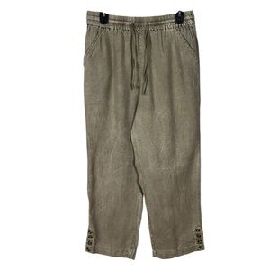 Nicole Miller Linen Wide Leg Pants Medium Crop Beachy Bohemian Lagom Minimalist